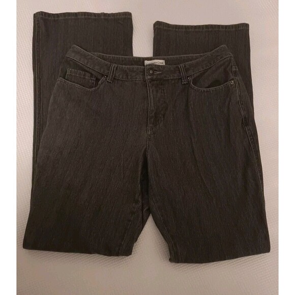 COLDWATER CREEK LIGHT Faded BLACK /Gray JEANS  Size 8 98516 BOOT CUT BUTTON ZIP - Picture 6 of 7